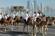 living in qatar example of people on camels