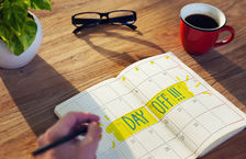 Day off work written in diary