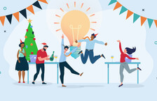 Illustration of a group of people having fun at a Christmas party