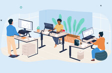 Illustration of people in a workspace 