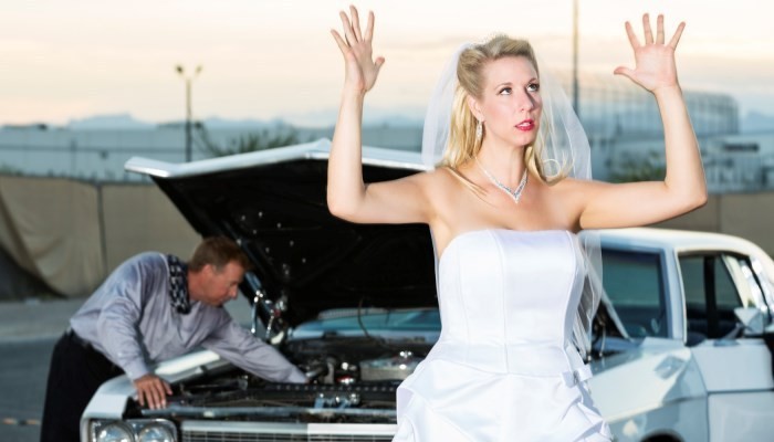 Car breakdown wedding