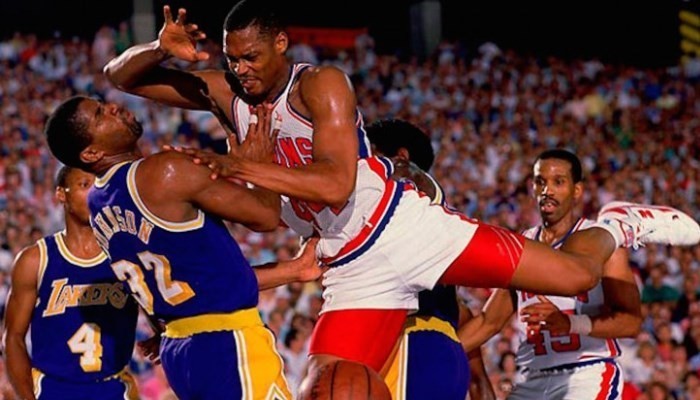 Mahorn playing basketball