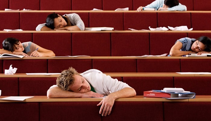 College students sleeping