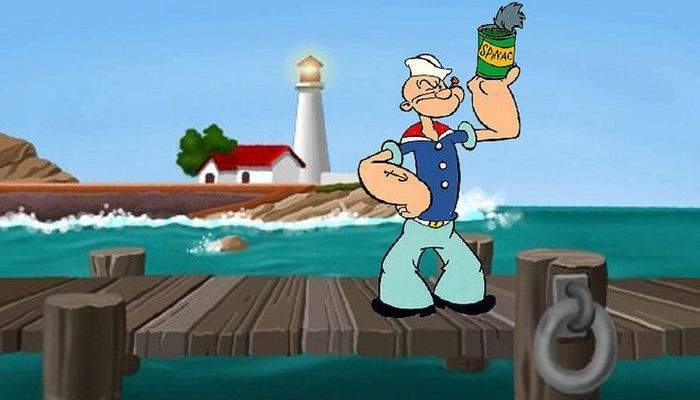 Popeye eating spinach