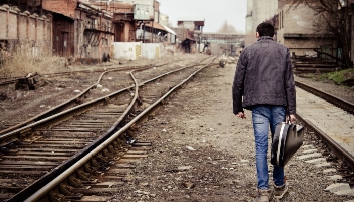 man leaving