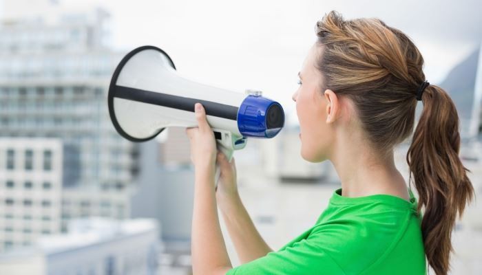 Woman with megaphone