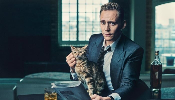 Tom Hiddleston with cat