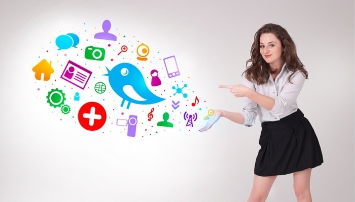 Woman with social media icons