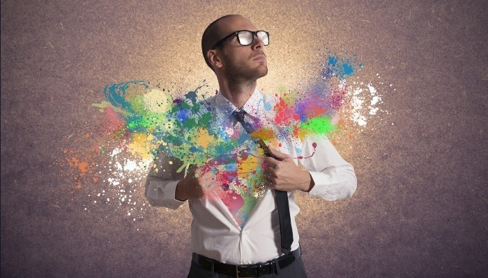 Man bursting with color