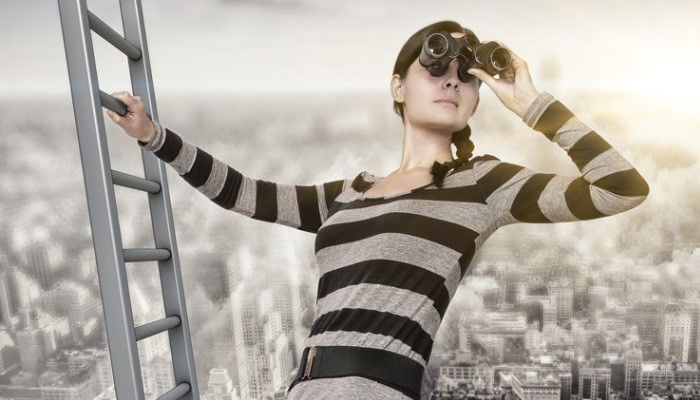woman with binoculars