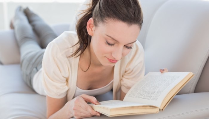 woman reading a book