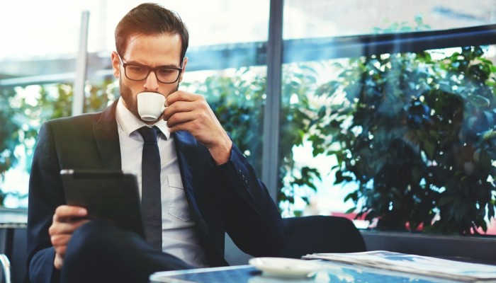 businessman having a coffee