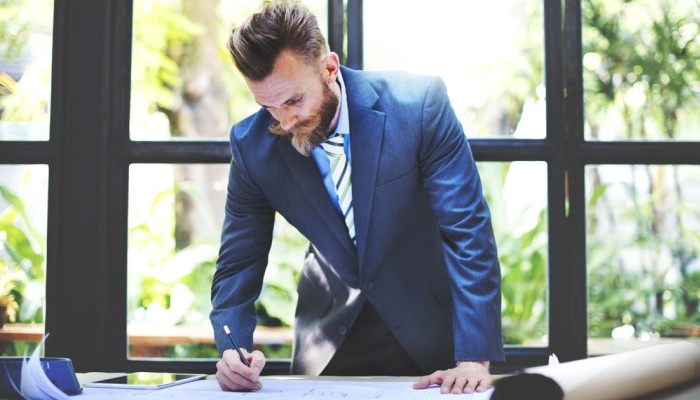Stylish man working