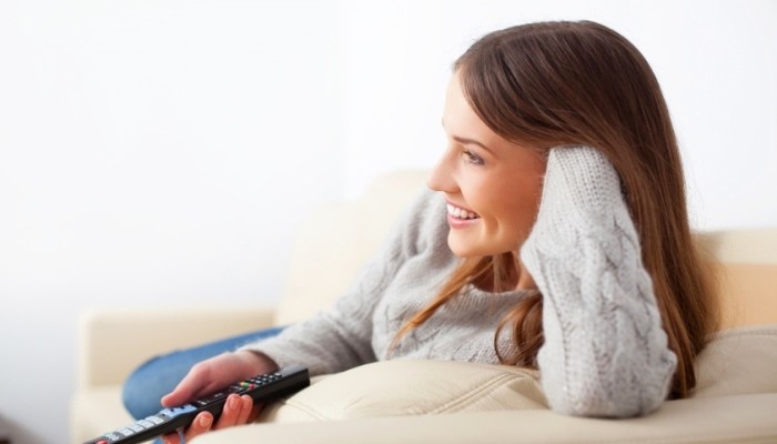 woman watching tv