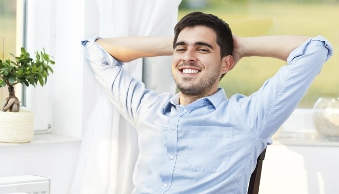 young entrepreneur sitting comfortably