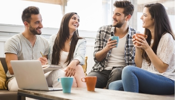 group of friends having coffee