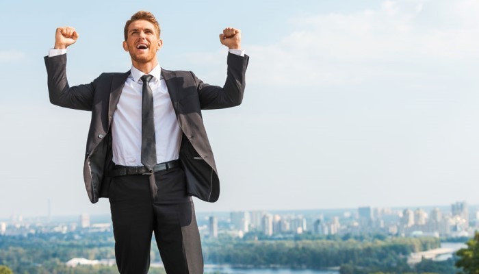 Businessman celebrating success