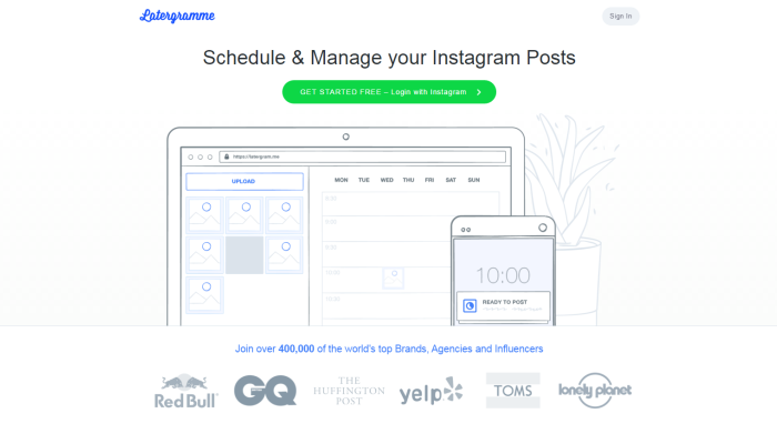 Latergram.me screenshot