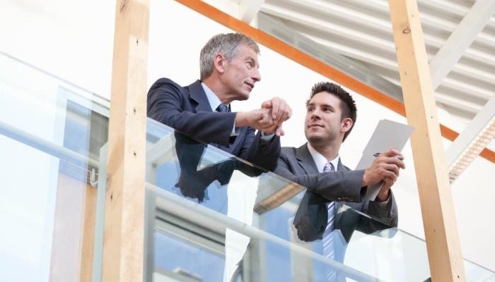 two business people talking