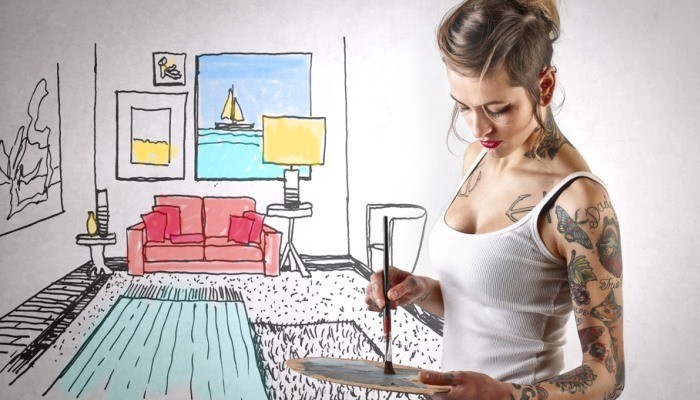 creative girl painting