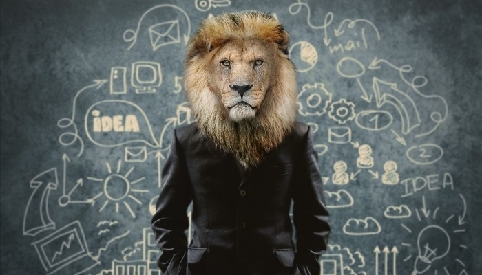 Lion in business suit