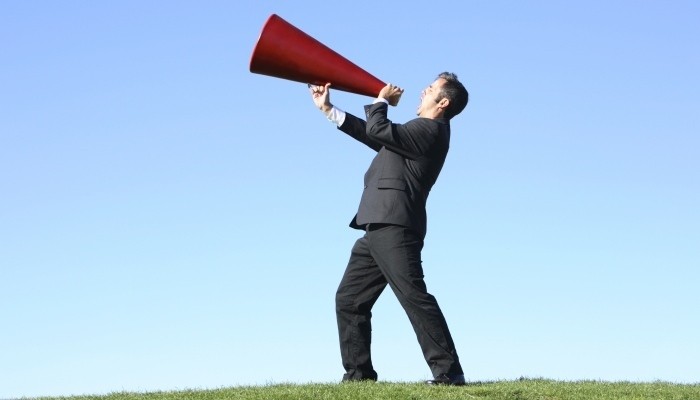 Businessman with megaphone
