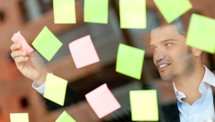 person with post-its