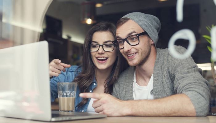 couple with computer
