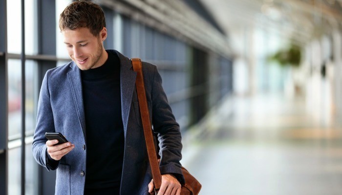 Young man using smartphone