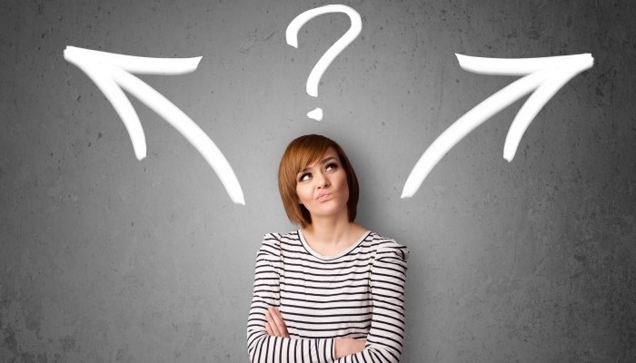 Woman weighing her options