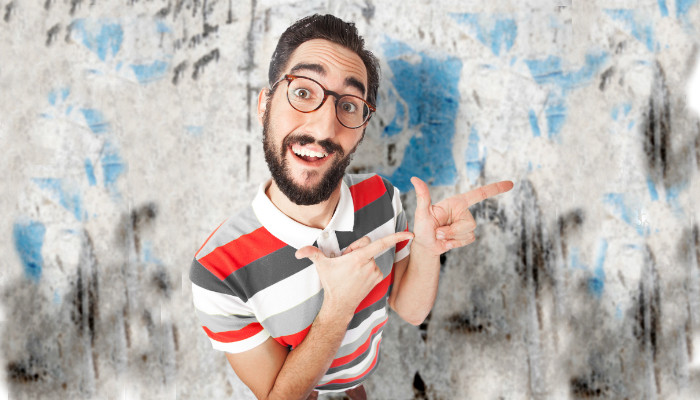Happy geeky man