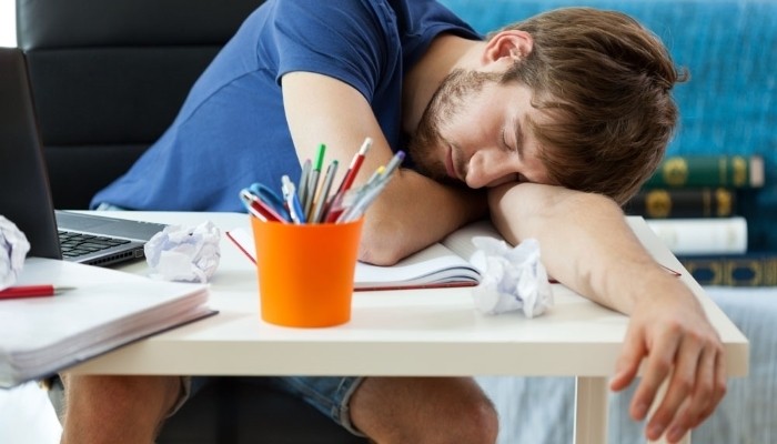 sleeping on desk