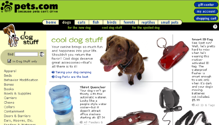 Pets.com screenshot
