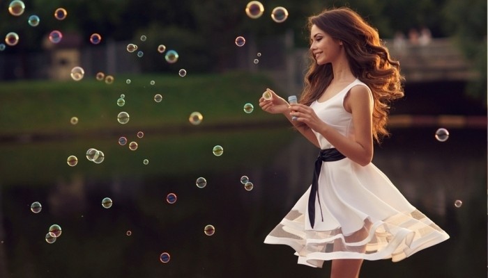 woman with bubbles