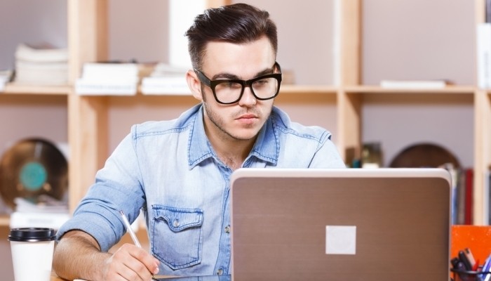 man writing