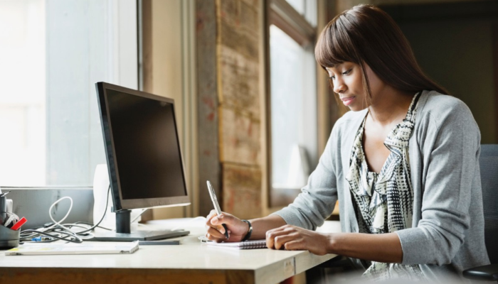 woman doing research