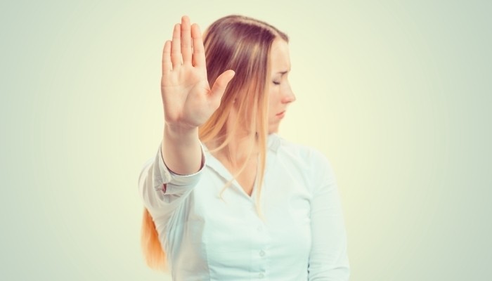 angry woman stop hand