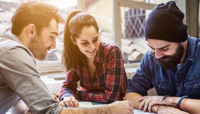 Young people working together