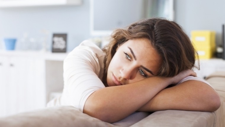 lonely sad woman deep in thought