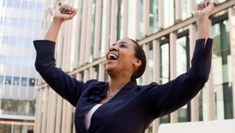 businesswoman getting promoted