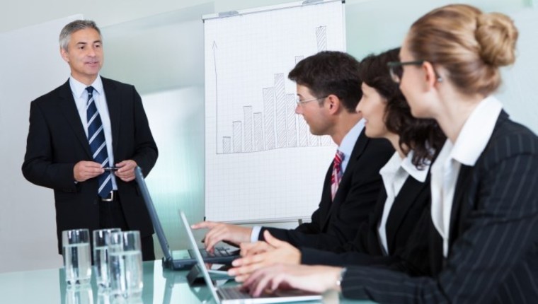 man delivering presentation