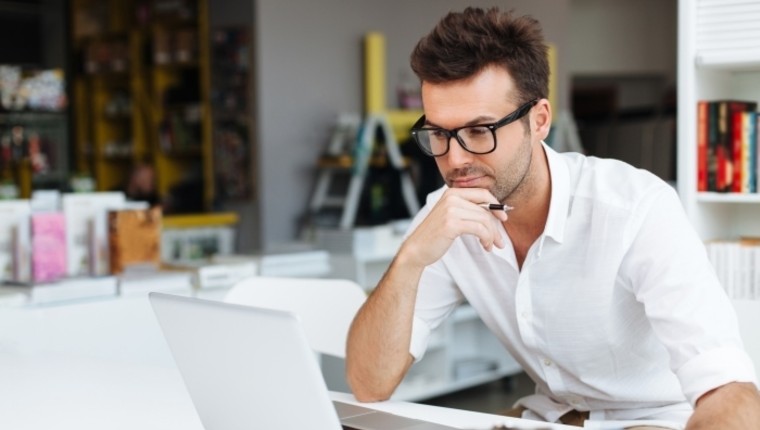 man working on computer
