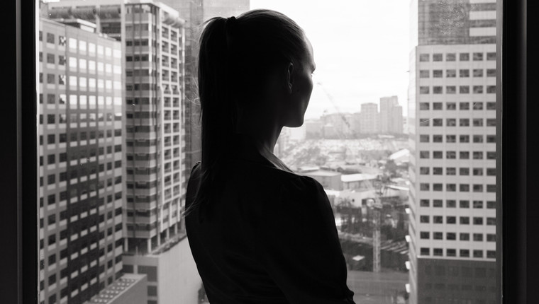 Sad and depressed woman.