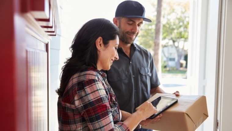 courier delivering package