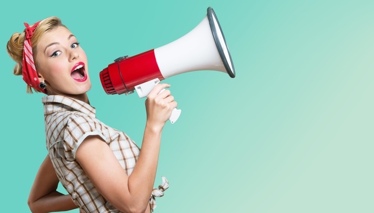 Woman with megaphone