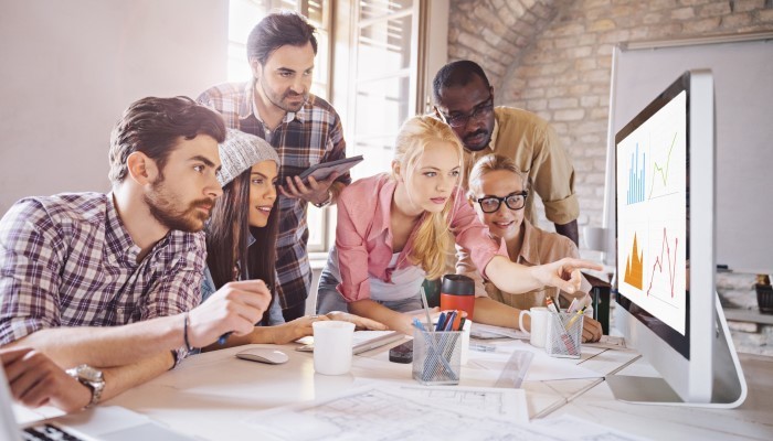 people working in group