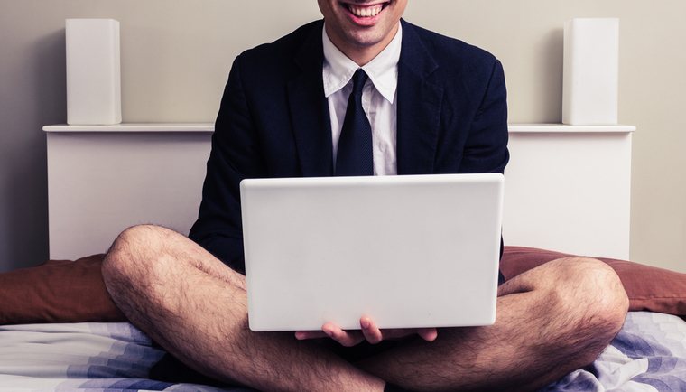 Young businessman in underwear