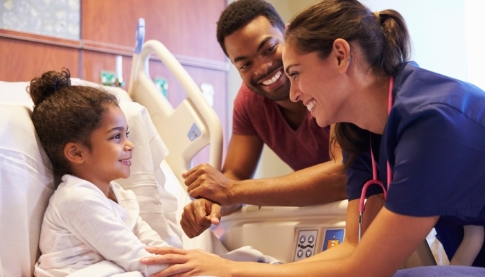 Nurse with child patient