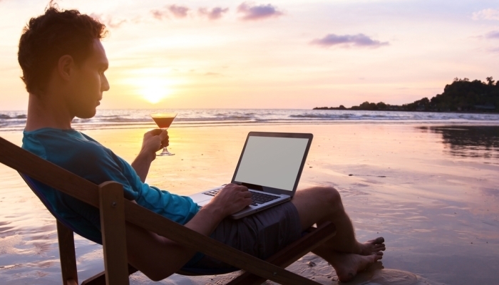 man working on laptop