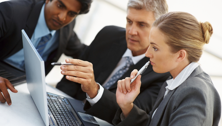 Business people working on laptop